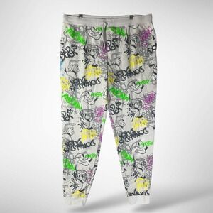 Disney Parks Donald Duck Graffiti Joggers Mens XL Gray Neon Sweatpants NEW